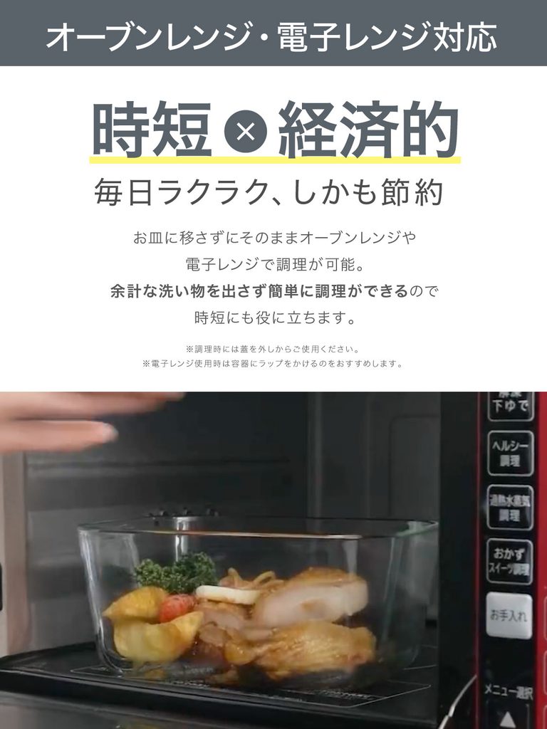 MR MARUN耐熱ガラス保存容器の電子レンジ使用例
