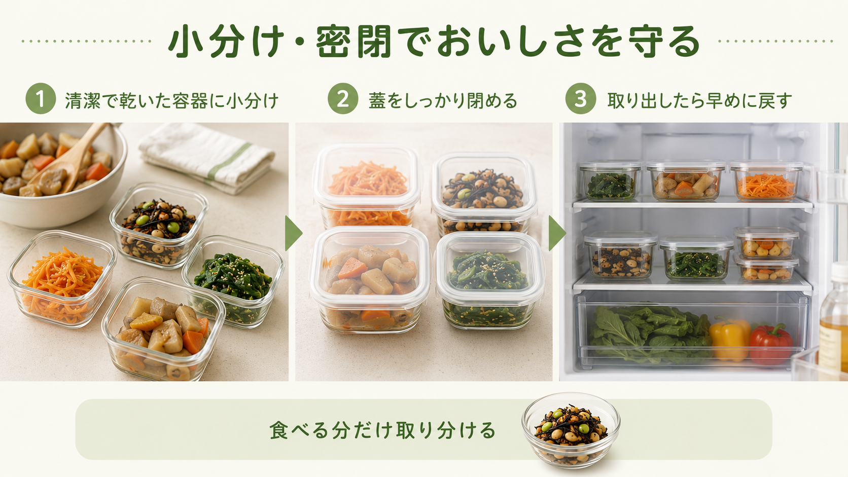 作り置きおかずをしっかり冷ましてから保存する方法