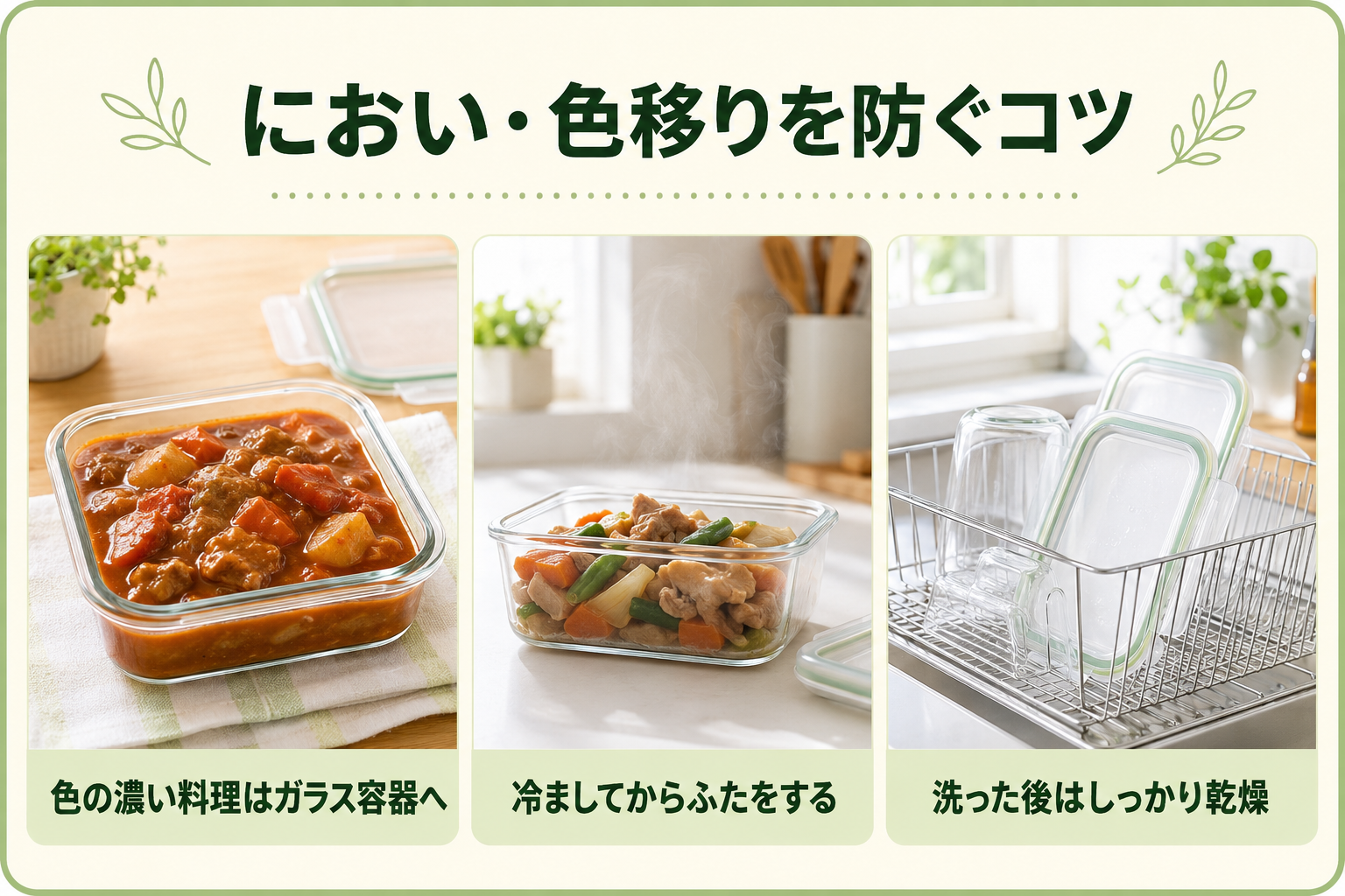 保存容器のにおいと色移りを防ぐ3つのコツ