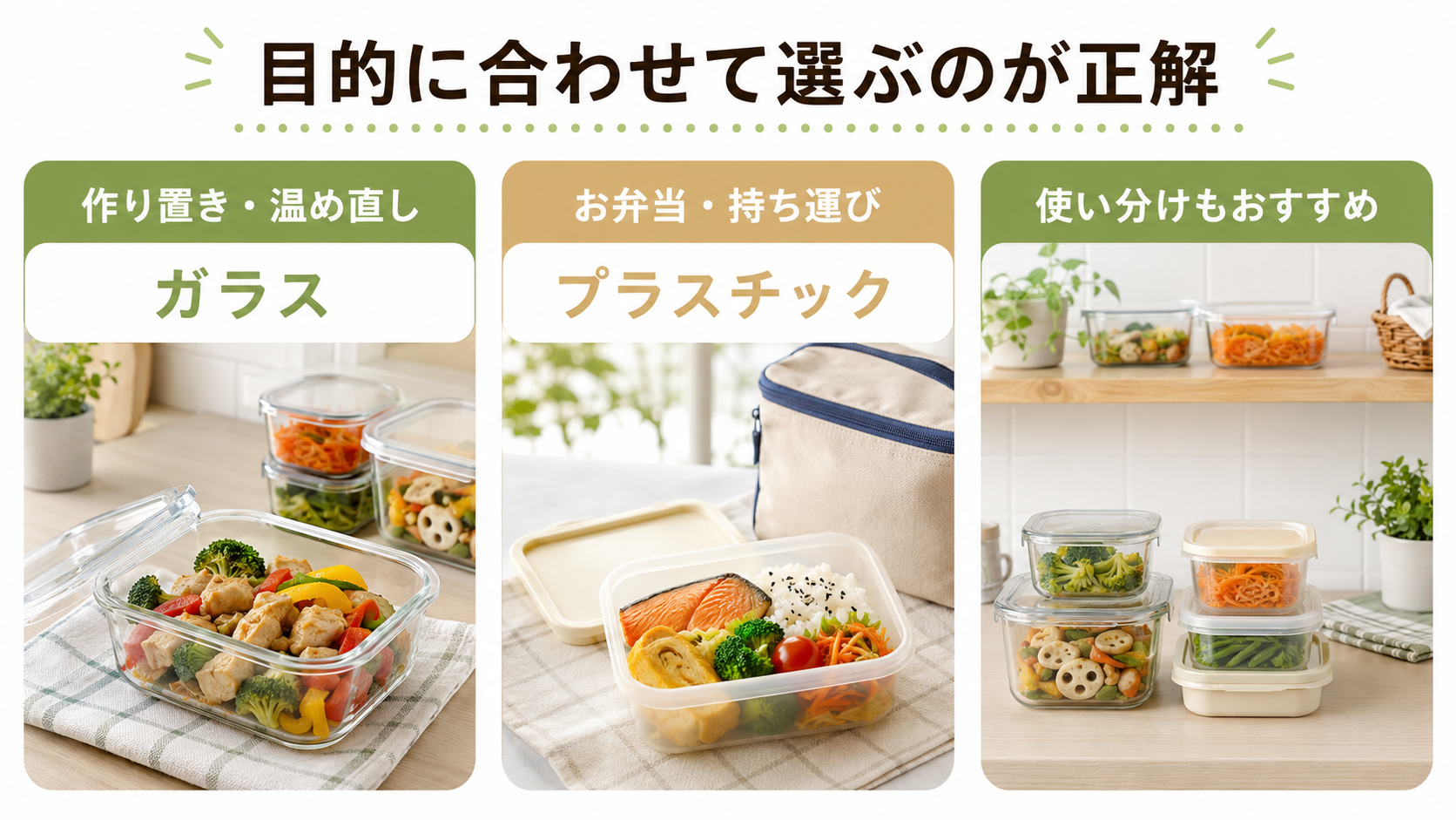 用途に合わせたガラス製とプラスチック製保存容器の選び方