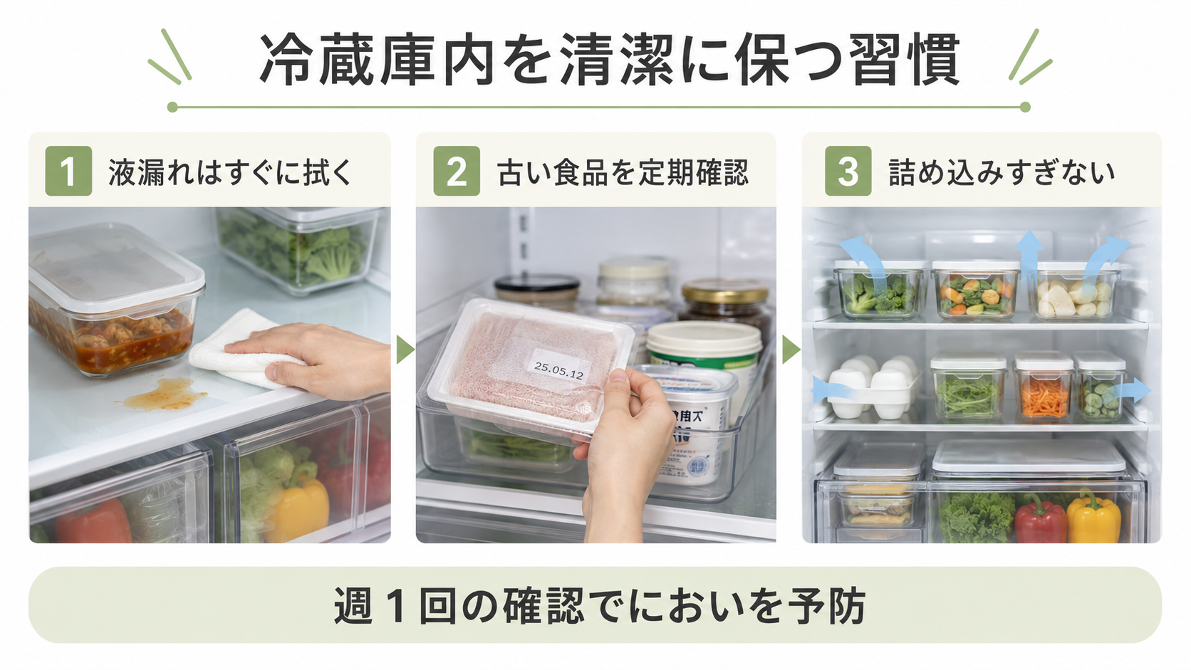 冷蔵庫内を清潔に保ってにおいを予防する習慣