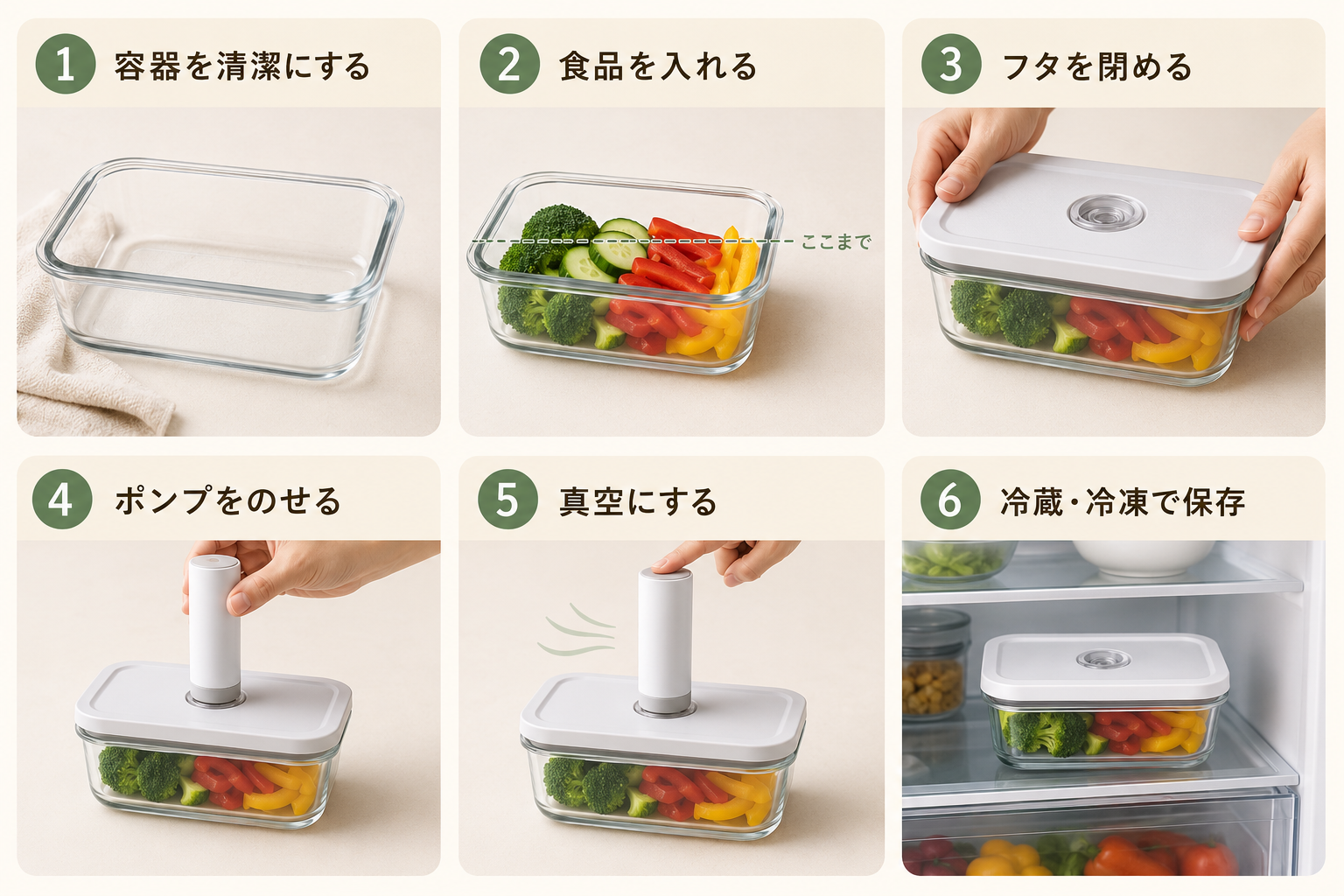 真空保存容器を正しく使用する6つの手順