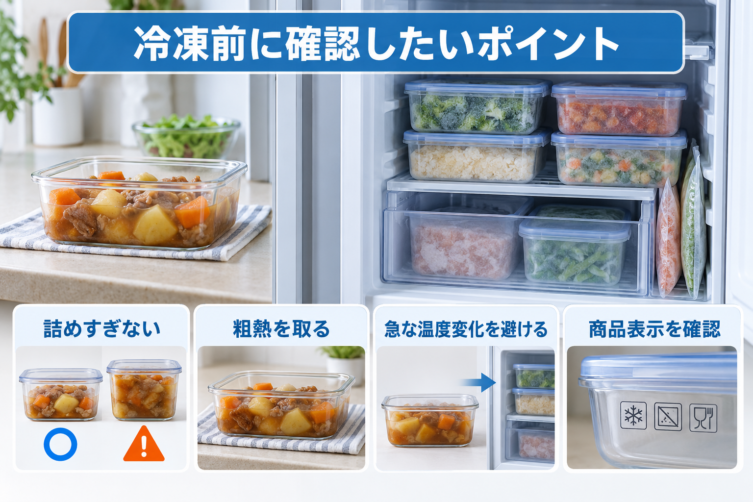 保存容器で食品を冷凍する前に確認したい安全上のポイント