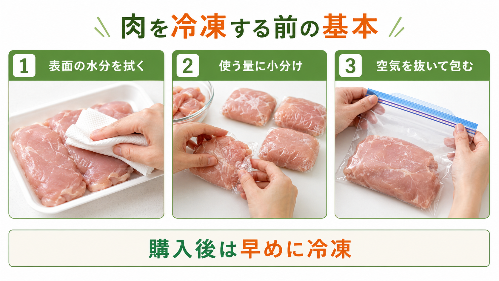 肉を冷凍する前に行う基本的な準備