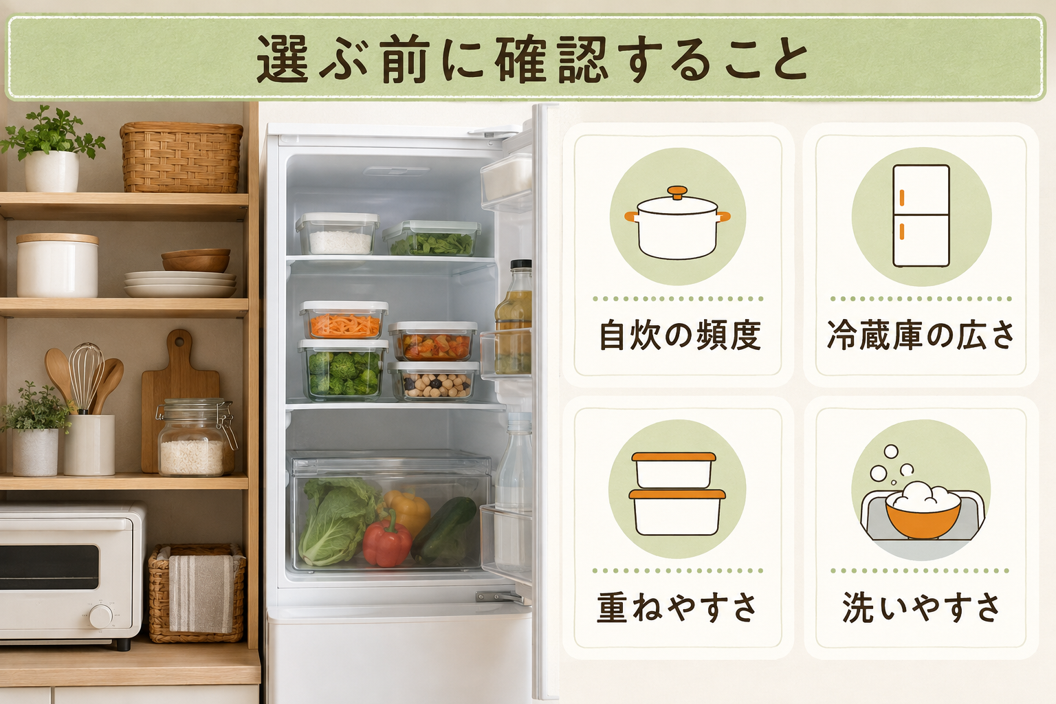 一人暮らし用保存容器を選ぶ前に確認したい自炊頻度や冷蔵庫の広さ