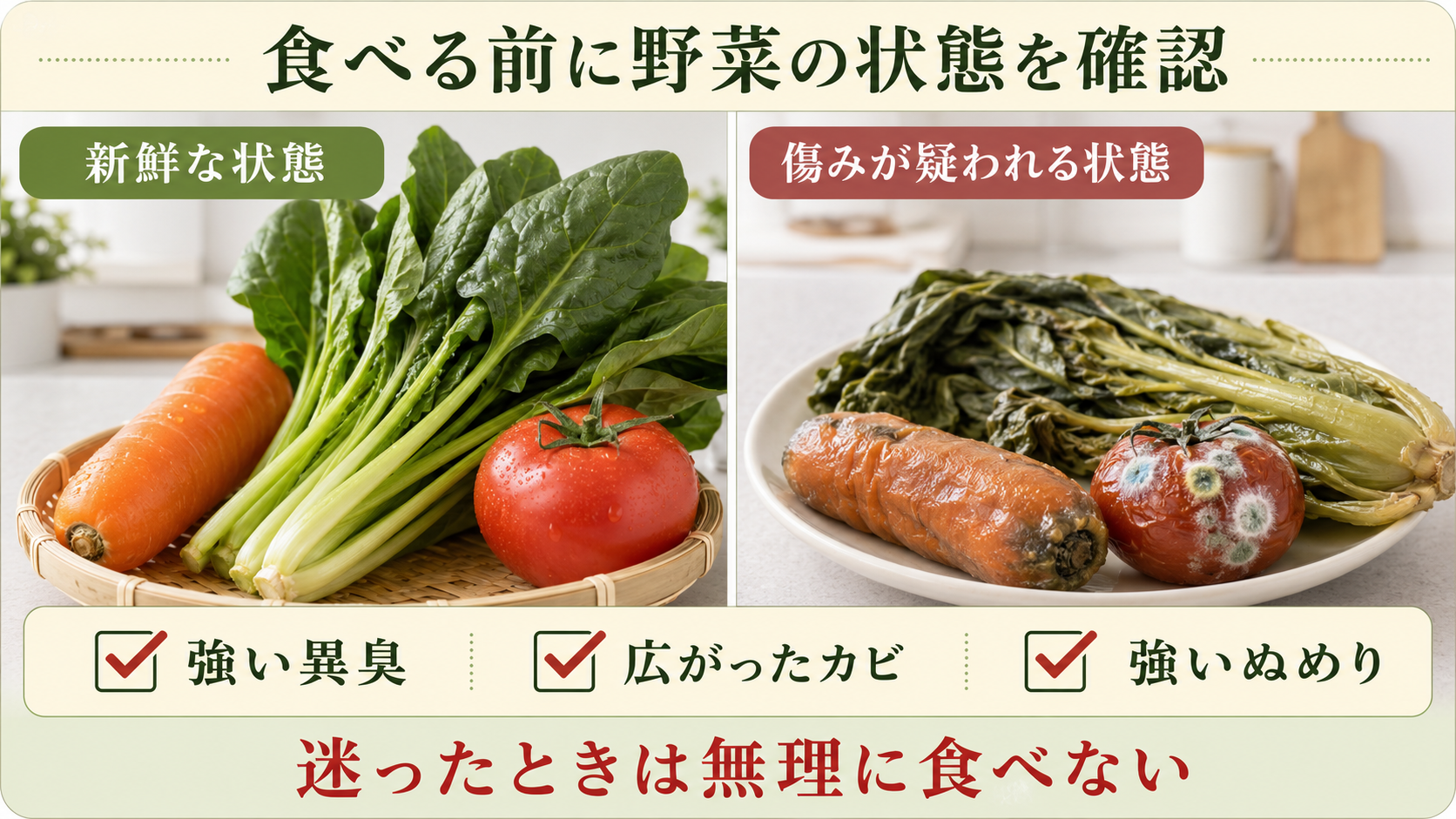 野菜を食べる前に確認したい傷みのサイン